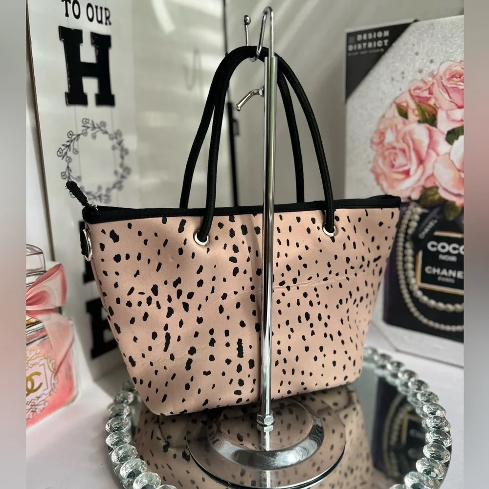 Taylor Gray Neoprene Mini Tote with Leopard Accents like new